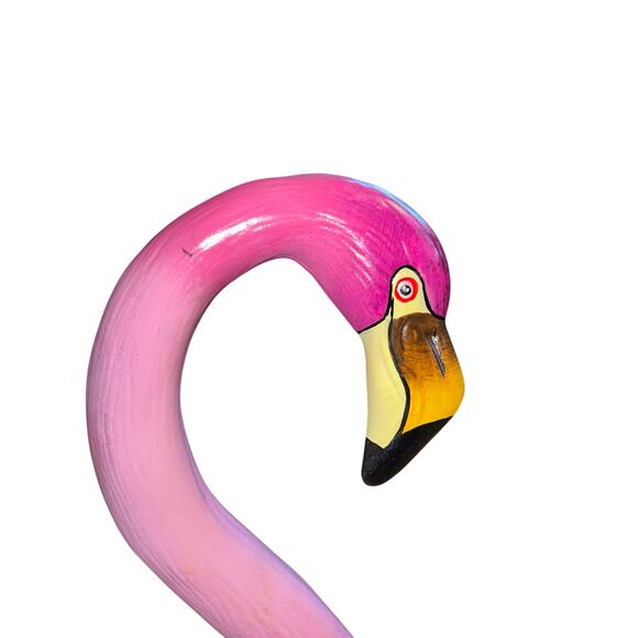 Vintage chalk wear flamingo heads hand painted figurines beach house - Picture 5 of 9